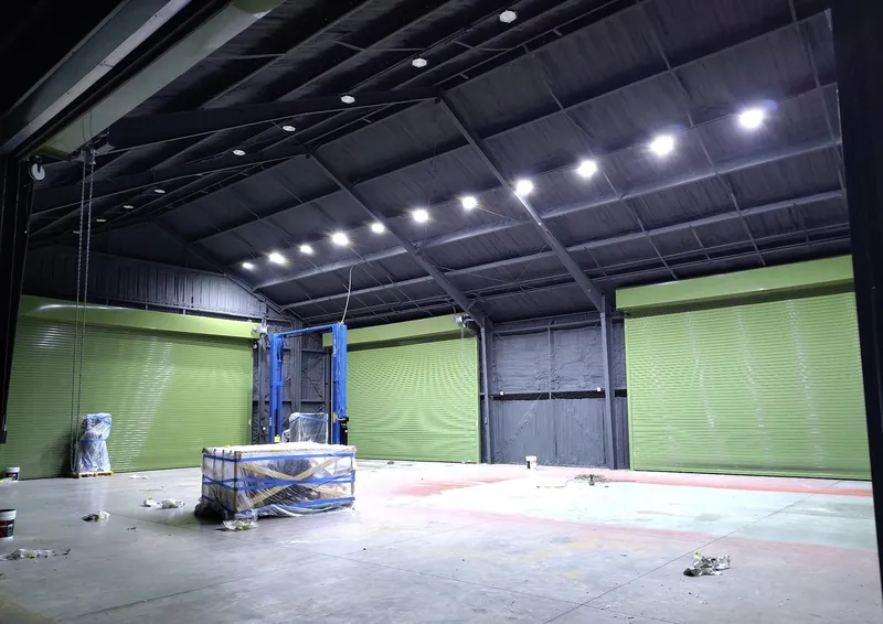 Commercial building interior fully insulated with closed-cell spray foam
