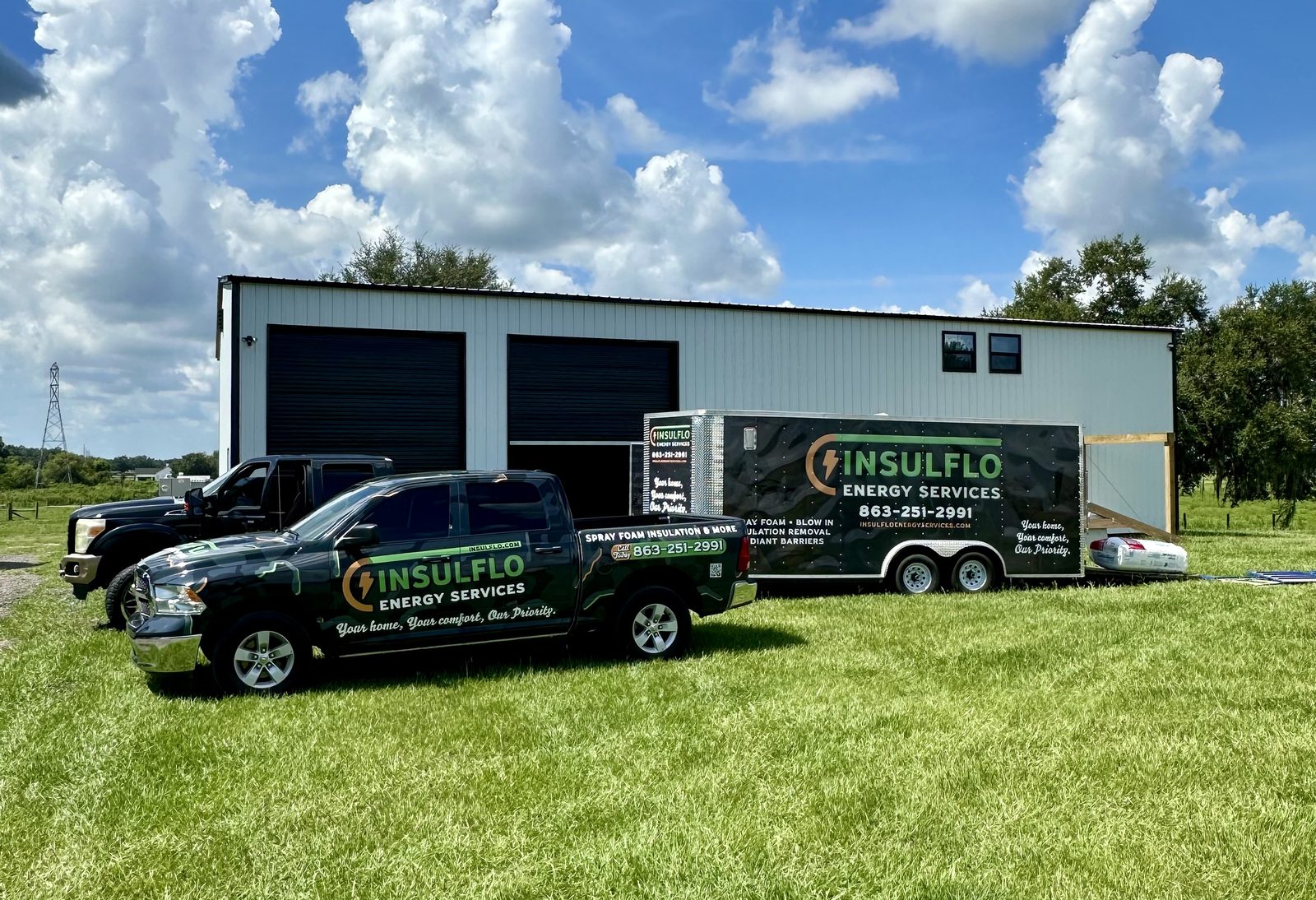 Insulflo service trucks at the Knights Station Road yard in Lakeland